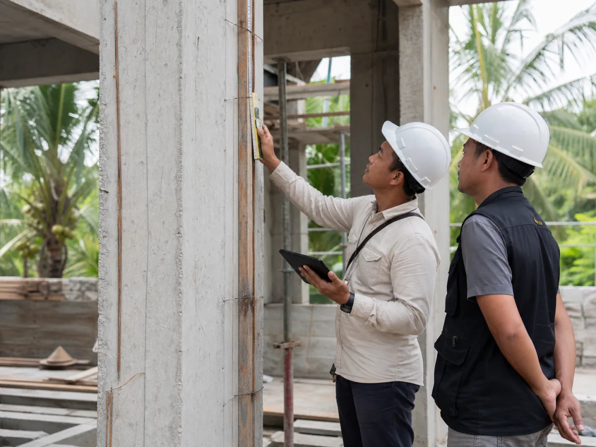 Pemeriksaan mutu kolom beton pada proyek konstruksi di Bali