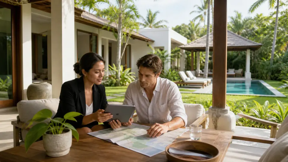 Peninjauan kandidat properti dan kondisi bangunan di Bali.